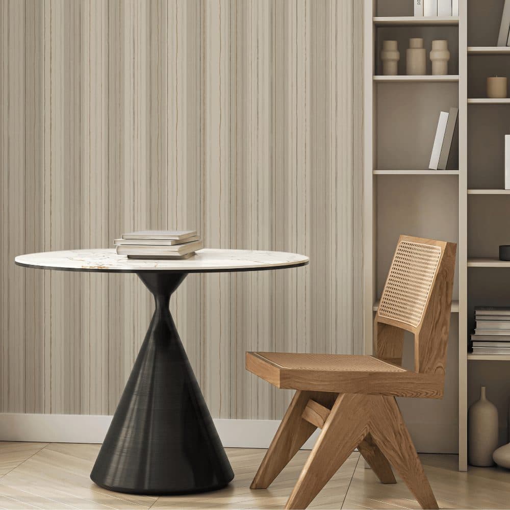 Eri Stripe recycled-content wallcovering by Newmor