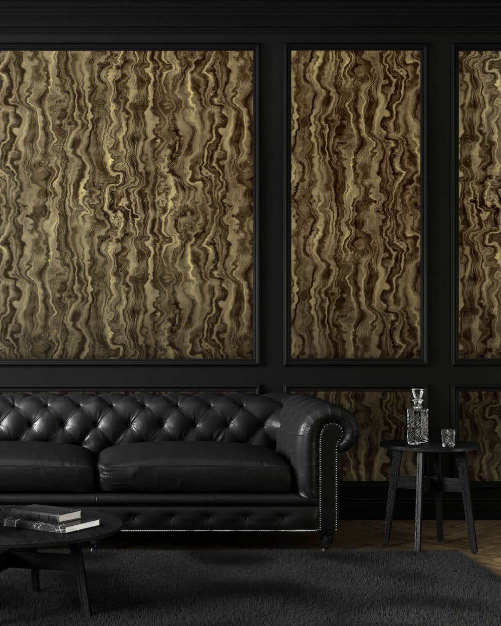 Marmor marble-effect wallcovering by Newmor in a lounge interior